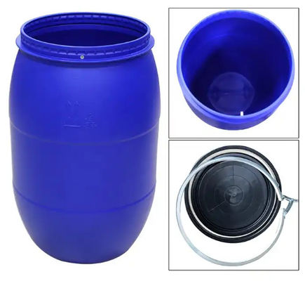 青いプラスチックHDPEの食糧貯蔵ドラム開いた上のバレルの小樽394*880mm
